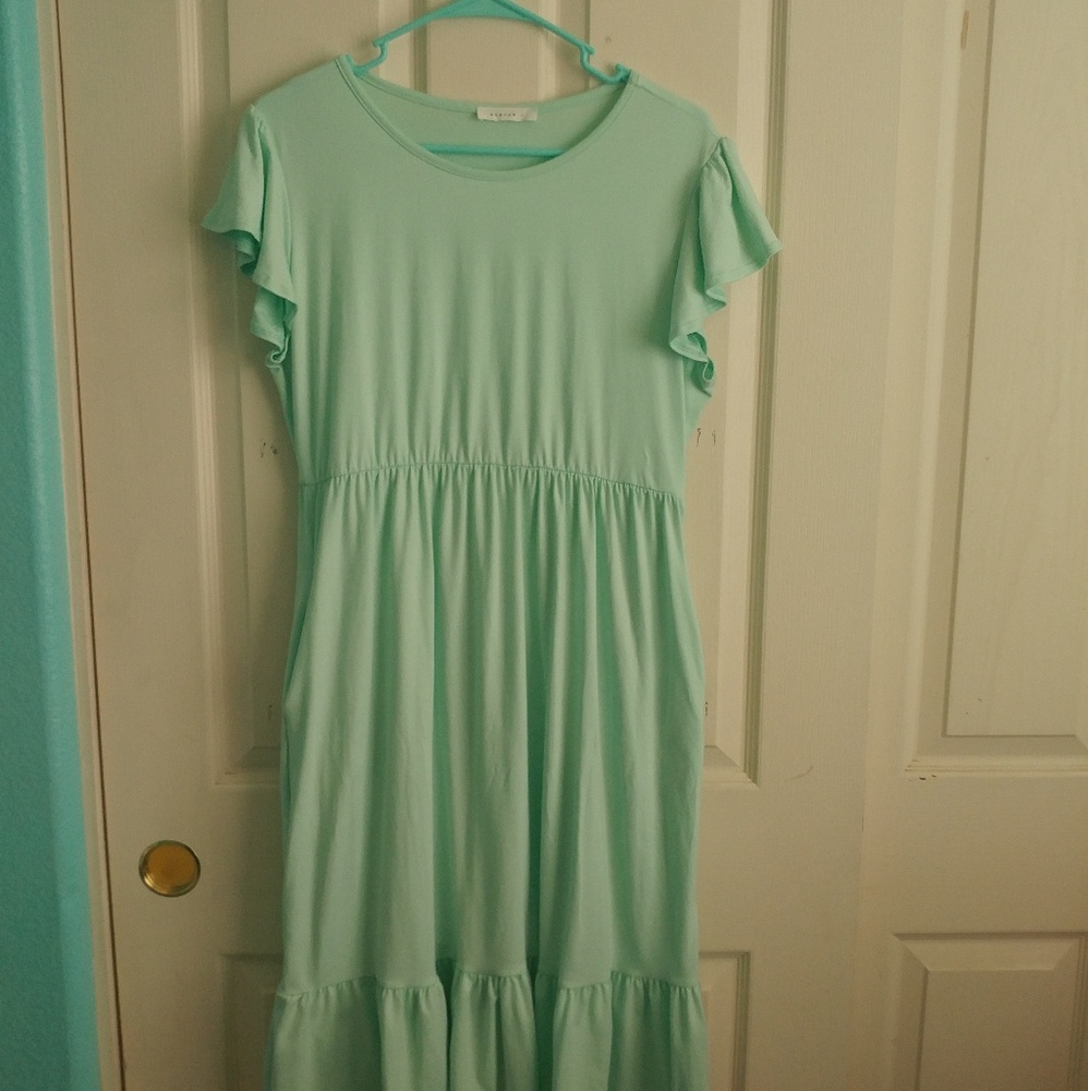 Reborn J Mint Ruffle Hem Dress